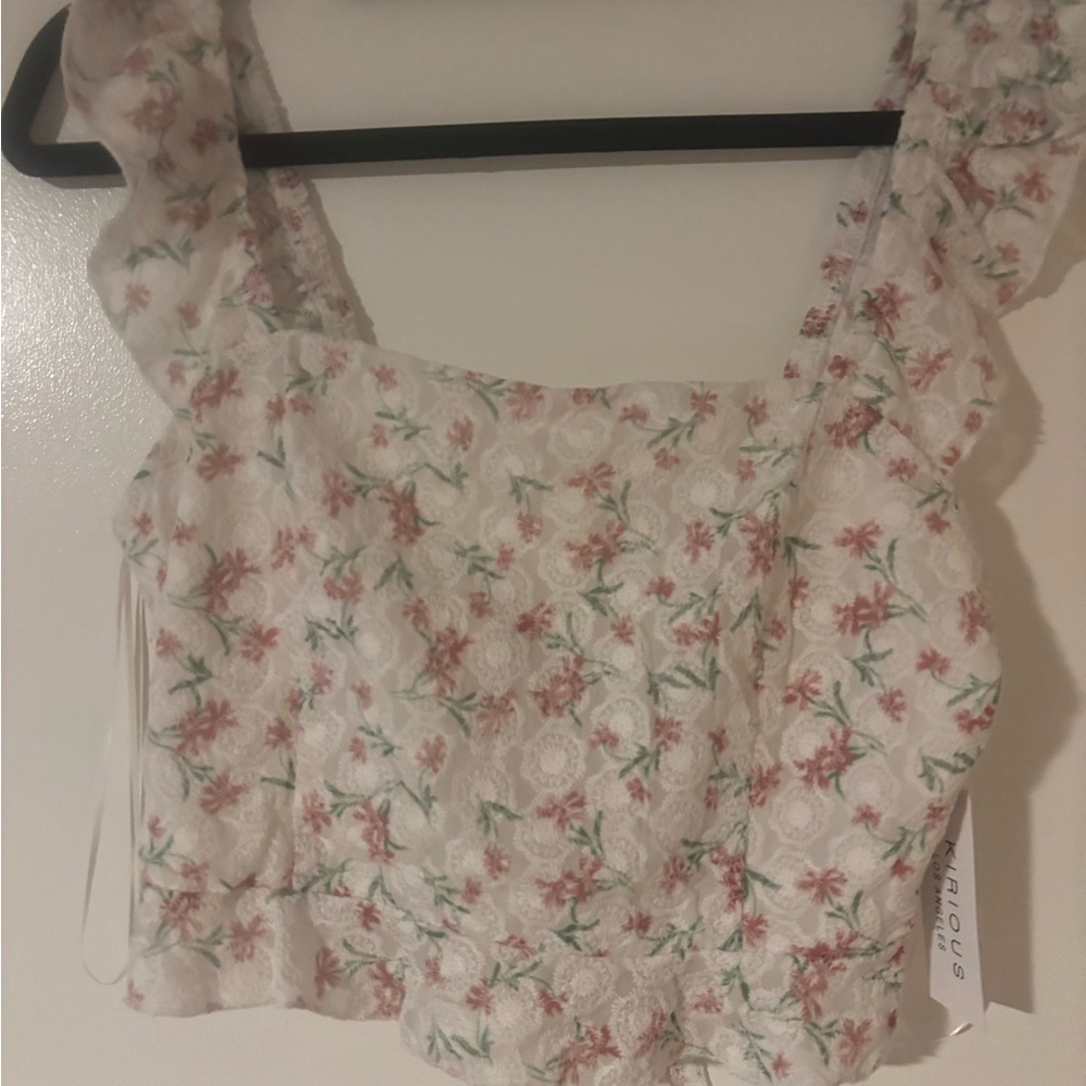 Kirious Los Angeles Floral Print Lace Blouse NWT